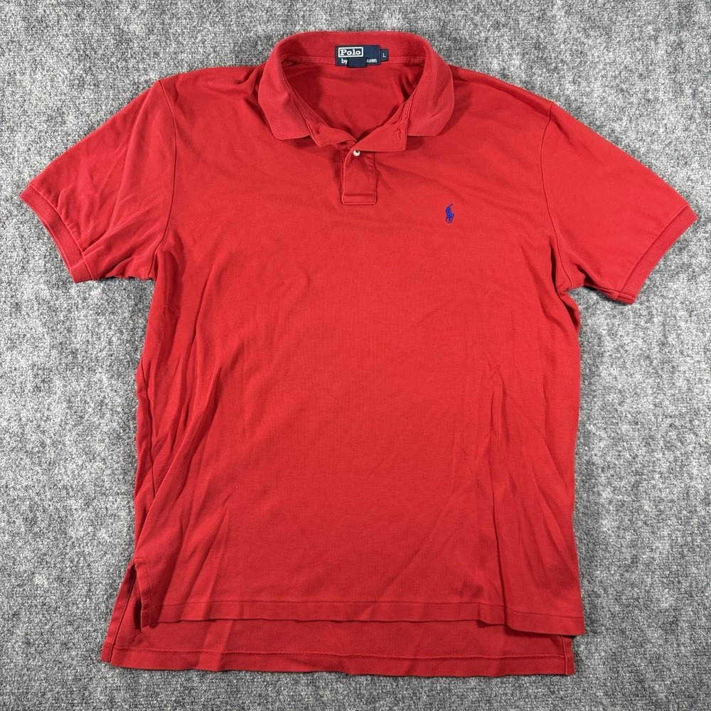 Vintage Polo Ralph Lauren Mens Red Short Sleeve Polo Shirt Size Large